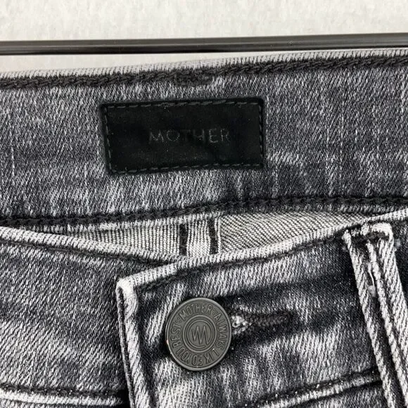 Mother Black Button Fly The Stunner Ankle Fray Jeans Friday The 13th Size 25